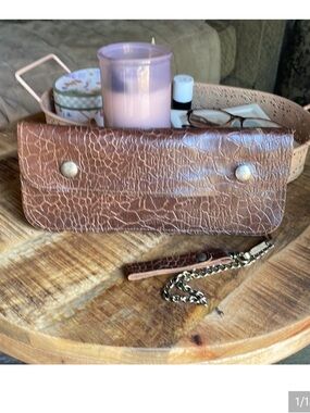 Genuine Leather vintage large chain biker wallet. EUC